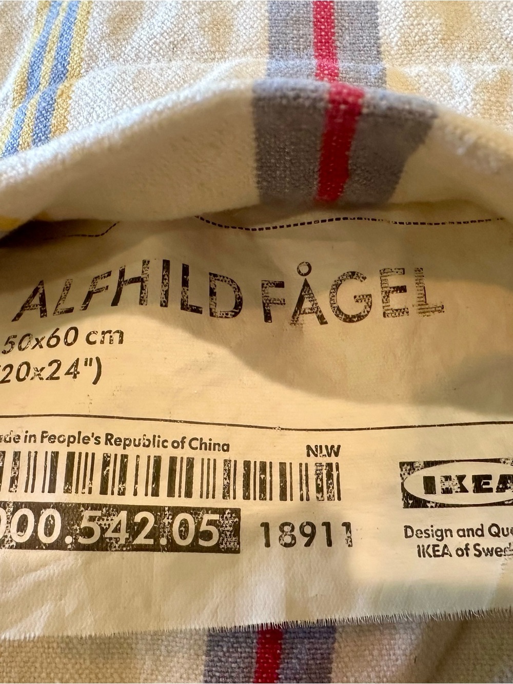 IKEA Embroidered White Accent Pillow with Blue, Pink, Yellow and Red Accents - Picture 6 of 6